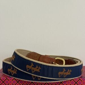 Men’s Golf Belt Size 40 Leather Man LTD Brass Buckle Pointer Dogs NY Made In USA